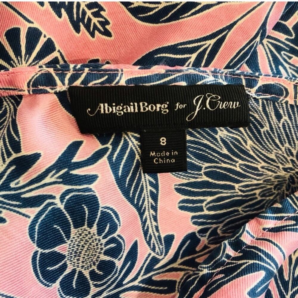 J.Crew x Abigail Borg Floral Silk Tank Top Camisole Pink Blue Size 8 - Picture 11 of 12